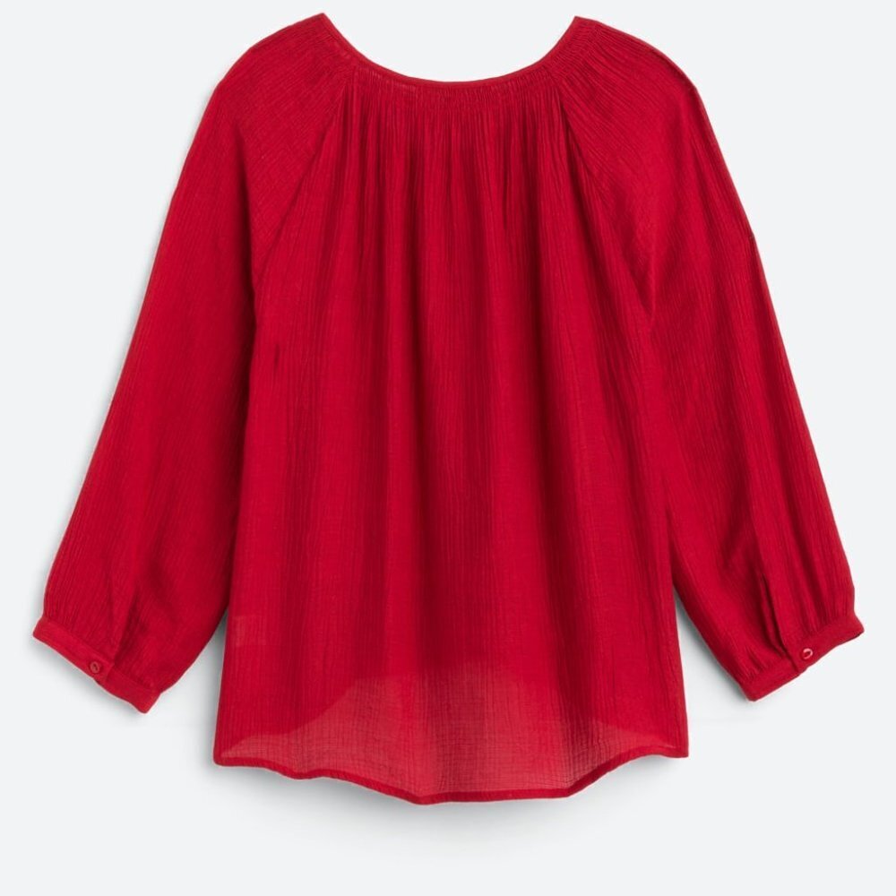 Red Textured Button Down Top | XS - Picture 4 of 9